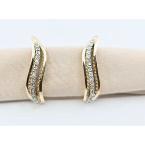 Unique 14K Two Tone Multi Color Gold Designer Diamond Latch Back Hinge Earrings